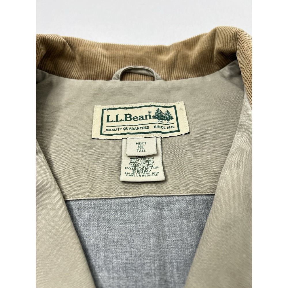 LL Bean Chore Jacket Mens XLT Beige Khaki Corduroy Collar Field Barn Coat 0-BGW5 - Picture 4 of 11